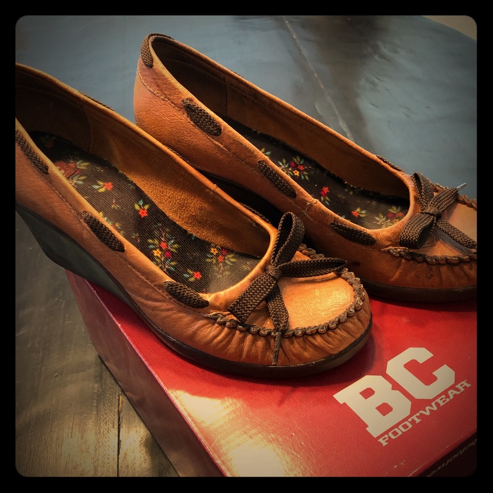 BC brown leather loafers